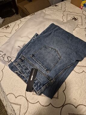 Fashion Nova Women Blue Classic Denim Jeans Wide Leg